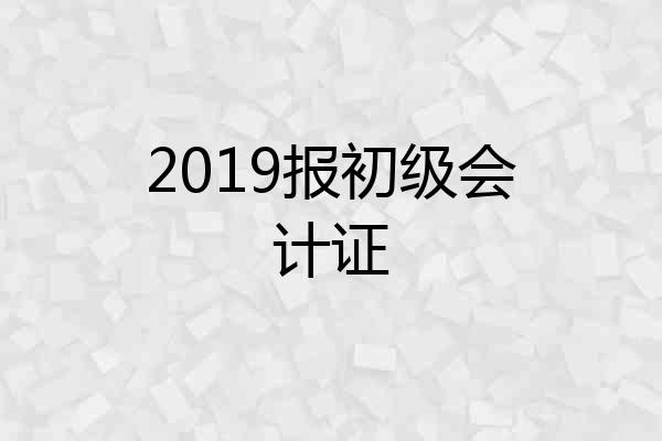 2019报初级会计证