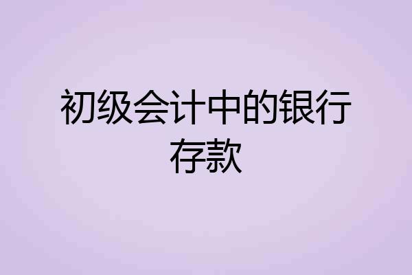 初级会计中的银行存款