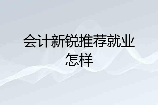 会计新锐推荐就业怎样