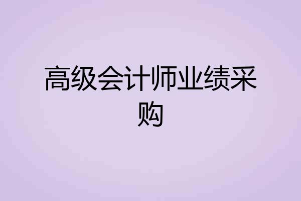 高级会计师业绩采购