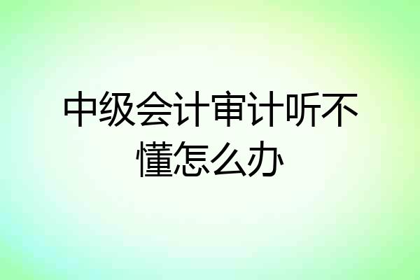 中级会计审计听不懂怎么办