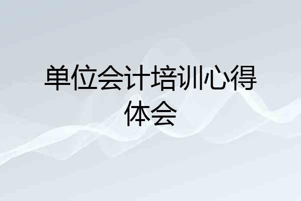 单位会计培训心得体会