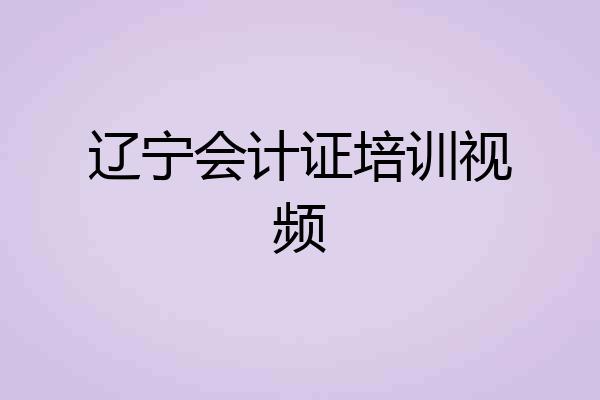 辽宁会计证培训视频