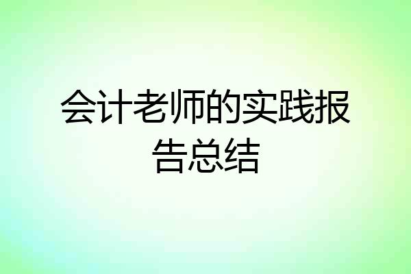 会计老师的实践报告总结