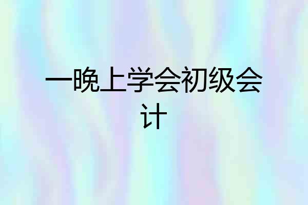 一晚上学会初级会计