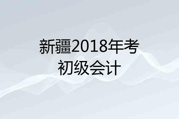 新疆2018年考初级会计