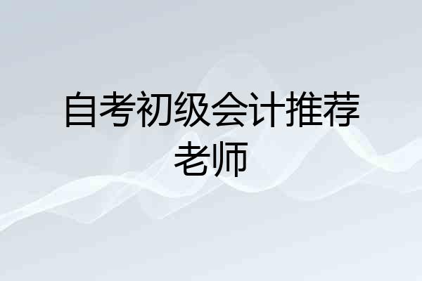 自考初级会计推荐老师