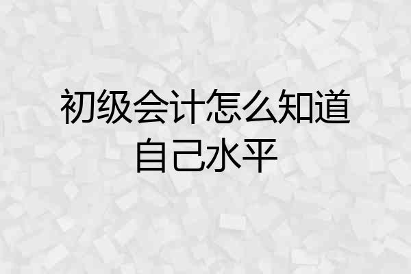 初级会计怎么知道自己水平
