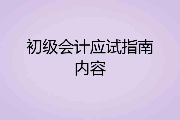初级会计应试指南内容