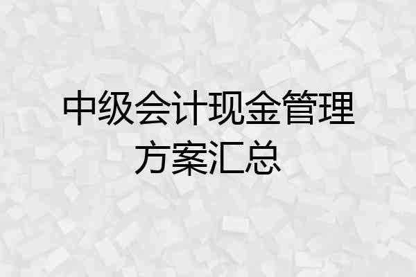 中级会计现金管理方案汇总