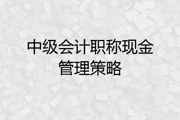 中级会计职称现金管理策略