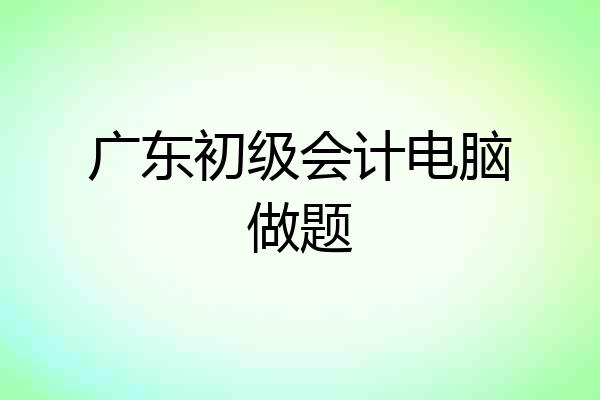 广东初级会计电脑做题