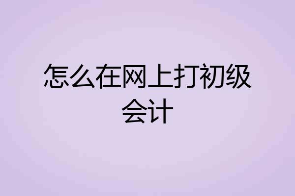 怎么在网上打初级会计