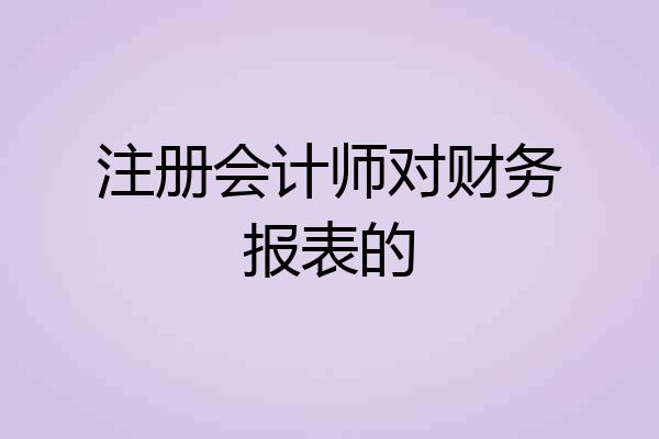 注册会计师对财务报表的