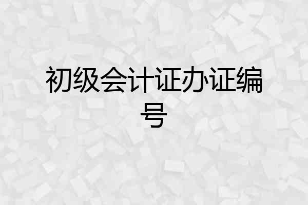 初级会计证办证编号