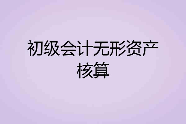 初级会计无形资产核算