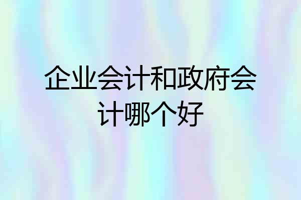 企业会计和政府会计哪个好