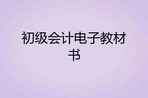 初级会计电子教材书