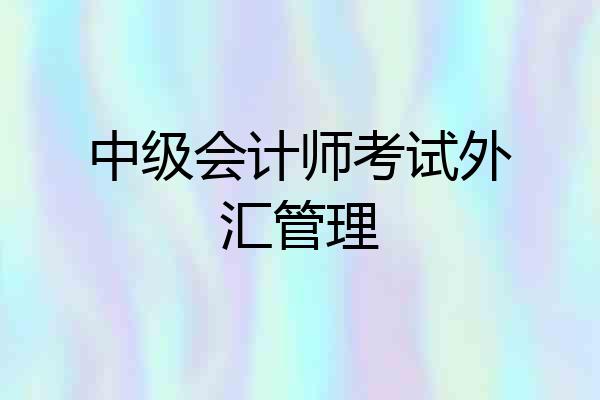 中级会计师考试外汇管理