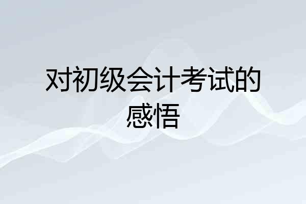 对初级会计考试的感悟