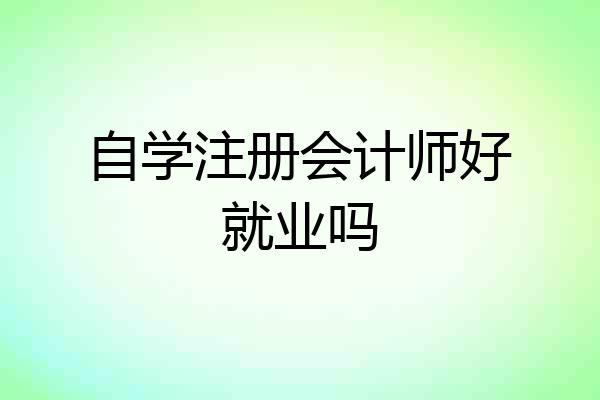 自学注册会计师好就业吗