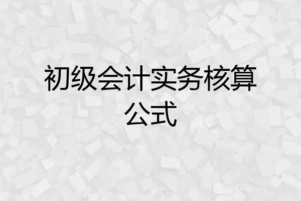 初级会计实务核算公式