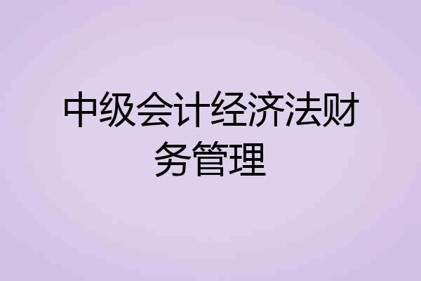 中级会计经济法财务管理