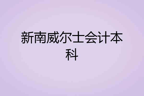 新南威尔士会计本科