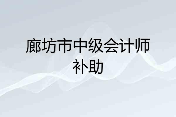 廊坊市中级会计师补助