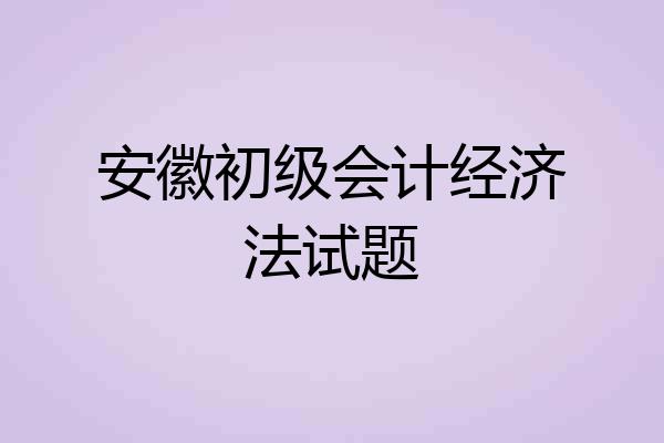 安徽初级会计经济法试题
