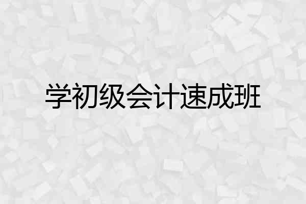 学初级会计速成班