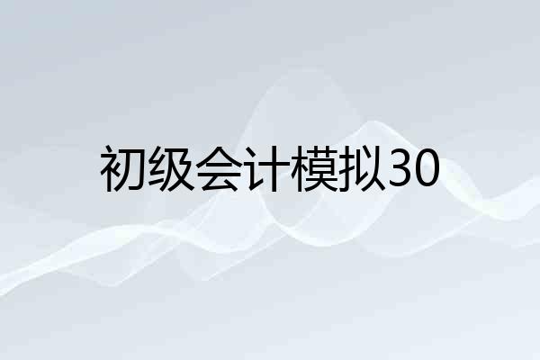初级会计模拟30