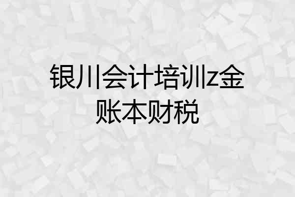 银川会计培训z金账本财税