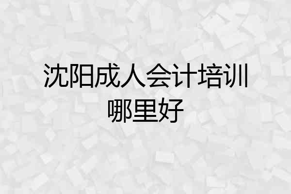 沈阳成人会计培训哪里好