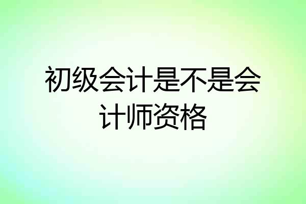 初级会计是不是会计师资格