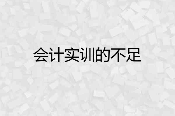 会计实训的不足