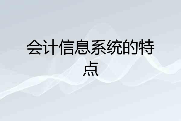会计信息系统的特点
