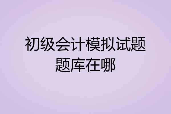 初级会计模拟试题题库在哪