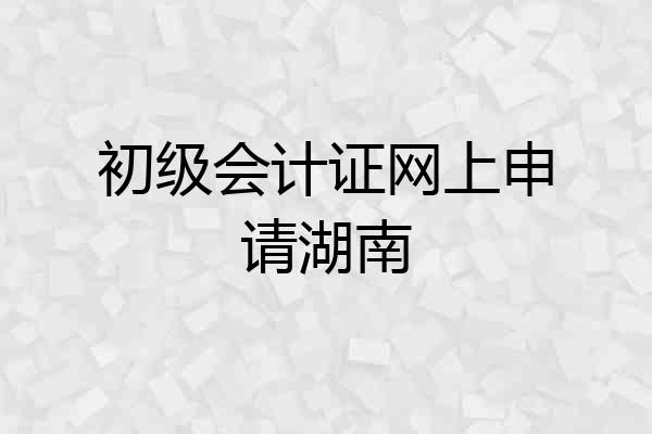 初级会计证网上申请湖南