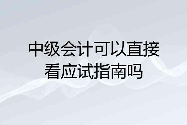 中级会计可以直接看应试指南吗