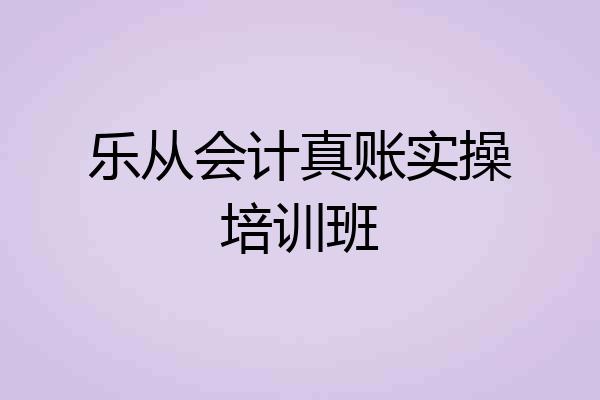 乐从会计真账实操培训班