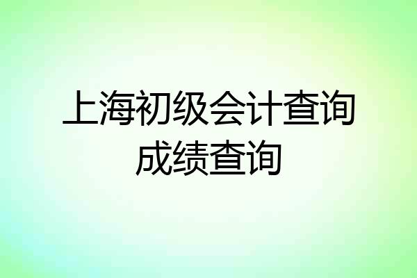 上海初级会计查询成绩查询