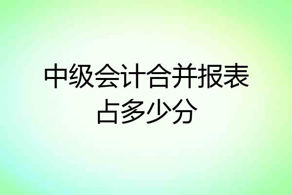 中级会计合并报表占多少分