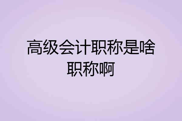 高级会计职称是啥职称啊