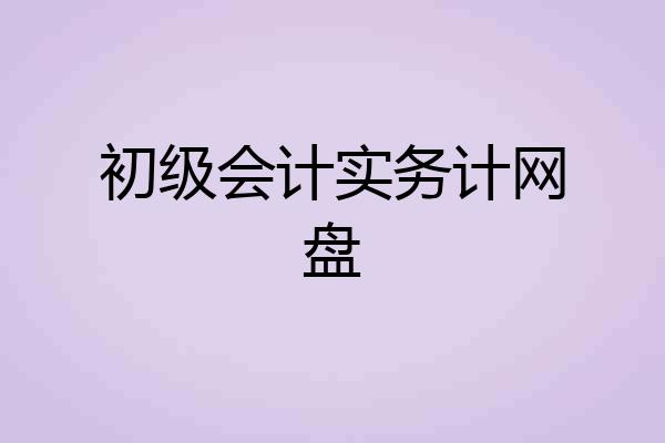 初级会计实务计网盘
