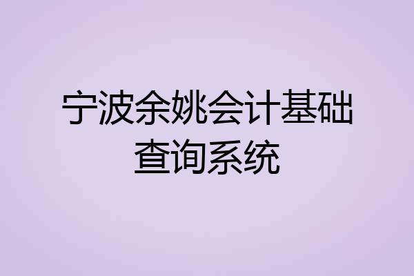 宁波余姚会计基础查询系统