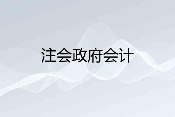 注会政府会计