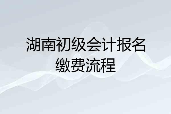 湖南初级会计报名缴费流程