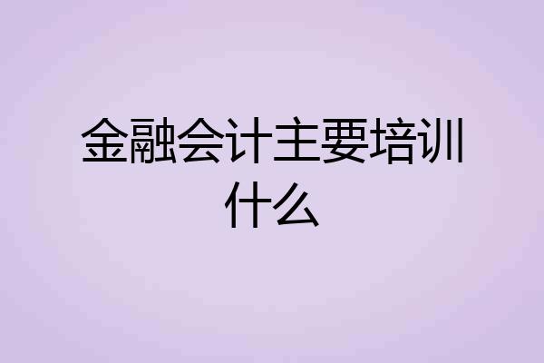 金融会计主要培训什么