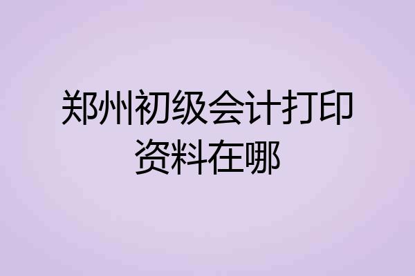 郑州初级会计打印资料在哪